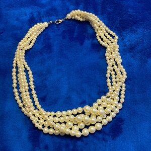 2/20 Vintage Multi-strand Faux Pearl Necklace